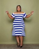 Plus size women's striped print women's dresses