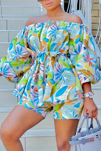 Sexy multi-color fashion casual printed shorts set