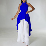 2023 summer personality fashion sleeveless irregular tops wide-legged pants suit two-piece set in Europe and the United States