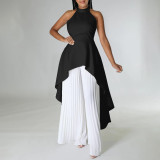 2023 summer personality fashion sleeveless irregular tops wide-legged pants suit two-piece set in Europe and the United States