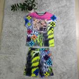 Casual multi-color printing short-sleeved suit