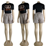 Digital printing short-sleeved shorts set
