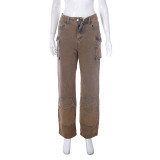 2023 spring and summer new fashion street pocket pants jeans