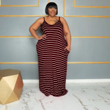 Plus size women's striped camisole dress
