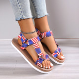Thick bottom Velcro splicing Roman sandals large size round head casual beach sandals