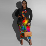 Plus size women's 2023 fall new large size leisure two-piece suit