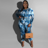 Plus size women's 2023 fall new large size leisure two-piece suit