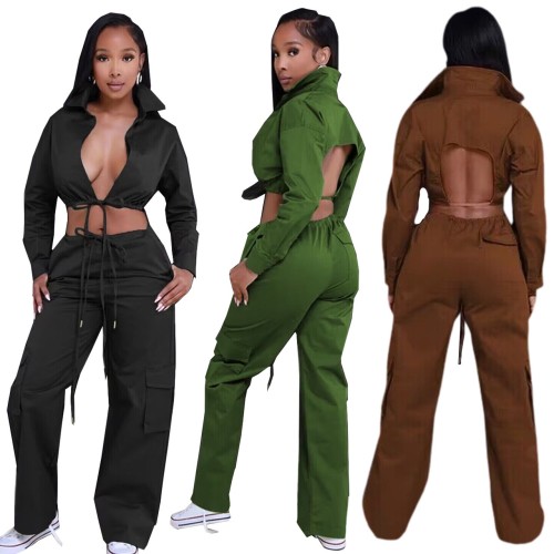 New hot sale backless straps 3D pocket fashion set