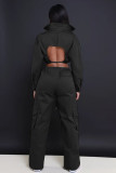 New hot sale backless straps 3D pocket fashion set