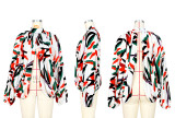 Fashionable Tie Button Printed Cardigan Blouse Bat Sleeve Top
