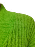 Fashion Knit Hand Hooked Lapel Cardigan Shorts Long Sleeve Drawstring Casual Suit