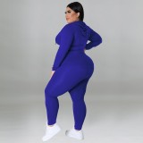 Plus Size Women's Fall Hooded Long Sleeve Long Pants Fashion Casual Suit