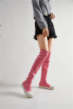 Knee-length boots women's large size boots versatile simple elastic inverted boots tide