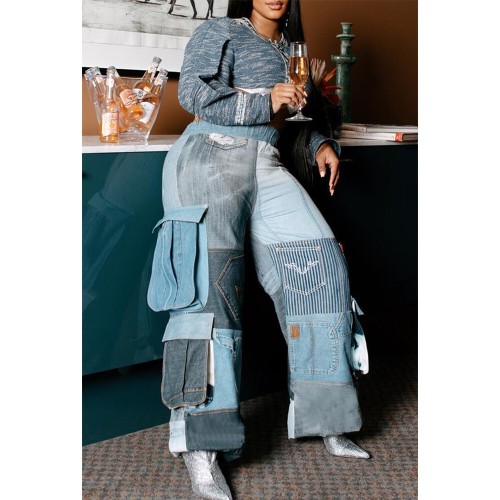 Fashion personalized large pockets three-dimensional organza pants
