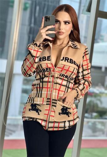Fall and Winter Fashion Commuter Casual Printed Slim Top Jacket