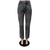 Fashion Labeled Casual Straight Leg Jeans