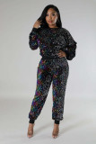 Fall and winter new fashion party sequins casual two-piece set
