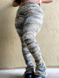 Multicolored Striped Fluffy Personalized Fur Pants Stacked Pants
