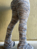 Multicolored Striped Fluffy Personalized Fur Pants Stacked Pants
