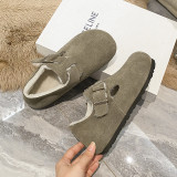 Bokken shoes padded thickened winter warm cotton shoes 2023 new fur one leather all package Bokken single shoes female