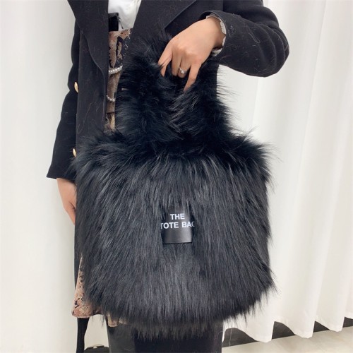 Crossbody Tote Bag Faux Raccoon Fur Fur Plush Large Capacity Tote Bag Personalized Retro