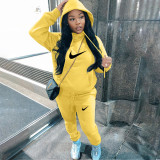 Fashion casual padded sweater two-piece hoodie sports suit