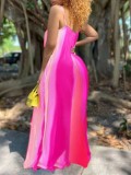 Big Size Women's Printed Sexy Deep V Halter Long Dresses