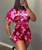 Spring and summer printing new short sleeve shorts sports two-piece set