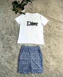 Summer new fashion hot diamond patch leisure printing two-piece set