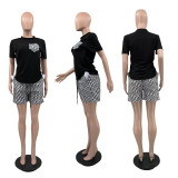 Casual and comfortable fashion set cotton short sleeve shorts pocket two-piece set