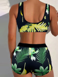 Comfortable Casual Tropical Printed Home Model Plus Size Sexy Two Piece Set