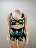 Comfortable Casual Tropical Printed Home Model Plus Size Sexy Two Piece Set