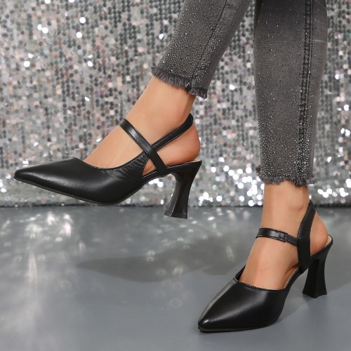 High-heeled shoes female 2024 summer new pointed head Baotou hundred with thick heel a word loose tie sandals