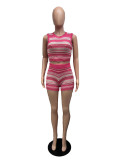 Summer Women's Striped Sweater Fashion Hip Leggings Set