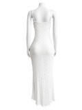 Jacquard fabric Sexy semi-sheer halter dress long dress