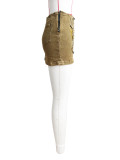 Appliquéd Embroidered Zipper Halter Skirt Short Skirt