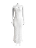 Jacquard fabric Sexy semi-sheer halter dress long dress