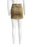 Appliquéd Embroidered Zipper Halter Skirt Short Skirt