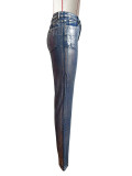 Gold Crafted Ironed Silver Skinny Stretch Jeans