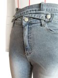 Double Waist Fashion Multi-Pocket Denim Trousers
