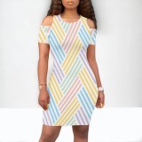 Summer Casual Short Sleeve Sexy Digital Print Dresses