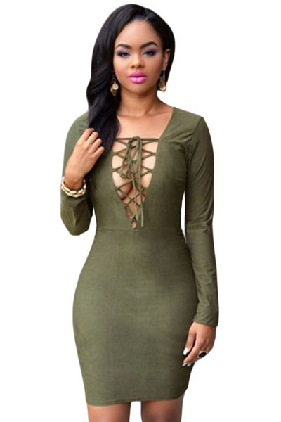 Olive Green Suede Dress Shop, 54% OFF 