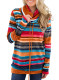 Vibrant Multicolor Cowl Neck Striped Long Sleeve Sweatshirt