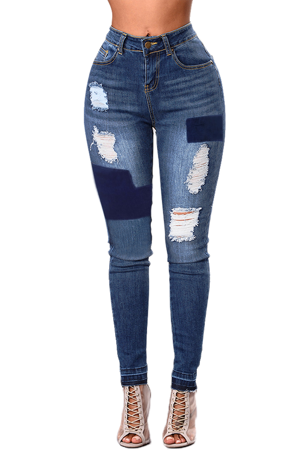 blue-individual-patched-ripped-jeans-for-ladies