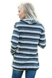 Charcoal Multicolor Cowl Neck Striped Long Sleeve Sweatshirt