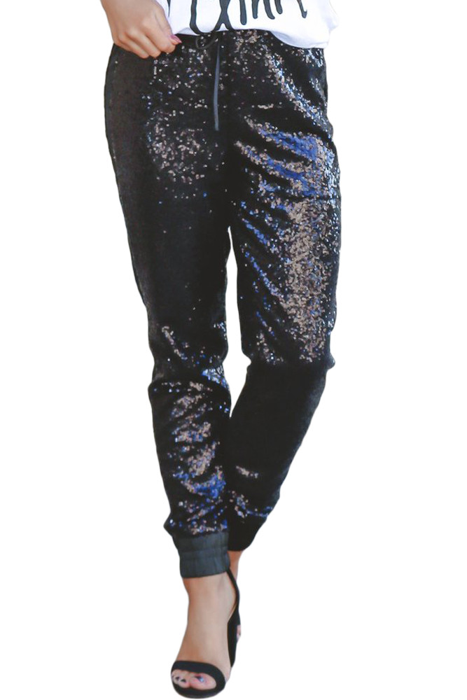 blue glitter pants