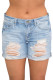 Rolled Cuffs Distressed Denim Shorts