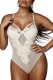 White Sheer Eyelash Lace Teddy Bodysuit