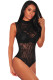 Sexy Sheer Mesh Long Sleeve Geometric Velvet Bodysuit