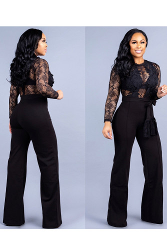 Us 10 78 Black Women S Sexy Long Sleeve Hollow Out Lace Top